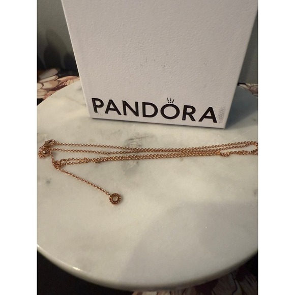 Authentic Pandora Rose Gold Adjustable Curb Chain Necklace - Picture 3 of 8